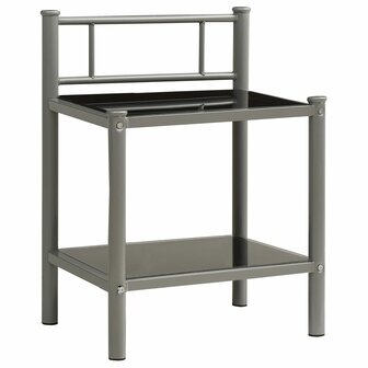 Nachtkastje 45x34,5x60,5 cm metaal en glas grijs en zwart 8720286164044 2
