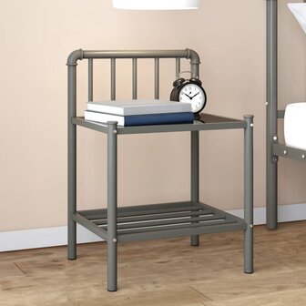 Nachtkastje 45x34,5x62,5 cm metaal en glas grijs en zwart 8720286197400 1