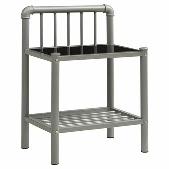 Nachtkastje 45x34,5x62,5 cm metaal en glas grijs en zwart 8720286197400 2