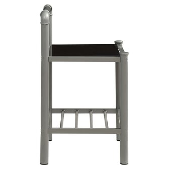 Nachtkastje 45x34,5x62,5 cm metaal en glas grijs en zwart 8720286197400 4