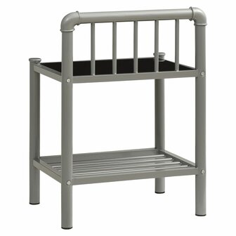 Nachtkastje 45x34,5x62,5 cm metaal en glas grijs en zwart 8720286197400 5