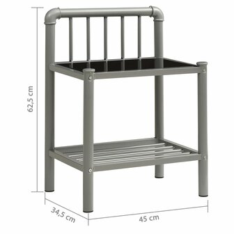 Nachtkastje 45x34,5x62,5 cm metaal en glas grijs en zwart 8720286197400 7