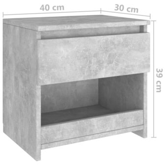 Nachtkastje 40x30x39 cm bewerkt hout betongrijs 8720286352977 7