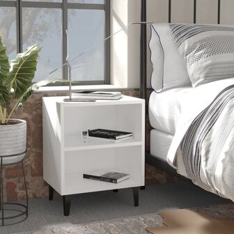 Nachtkastje met metalen poten 40x30x50 cm wit 8720286356067 1