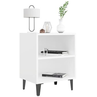 Nachtkastje met metalen poten 40x30x50 cm wit 8720286356067 3