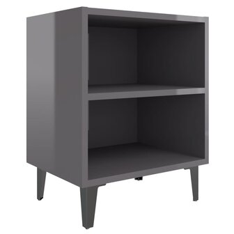 Nachtkastje met metalen poten 40x30x50 cm hoogglans grijs 8720286356227 2