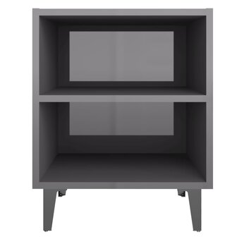 Nachtkastje met metalen poten 40x30x50 cm hoogglans grijs 8720286356227 4