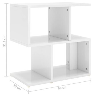 Nachtkastje 50x30x51,5 cm bewerkt hout hoogglans wit 8720286558829 7