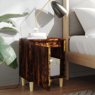 Nachtkastje met houten poten 40x30x50 cm gerookt eikenkleurig 8720286854594 3