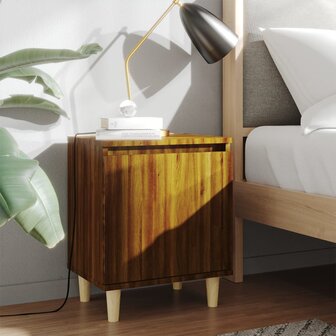 Nachtkastje met houten poten 40x30x50 cm bruin eikenkleur 8720286854631 1