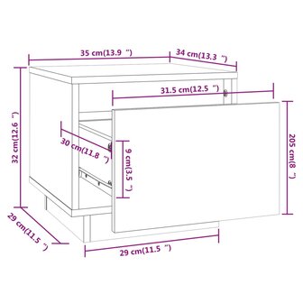 Nachtkastje 35x34x32 cm massief grenenhout honingbruin 8720286842270 8