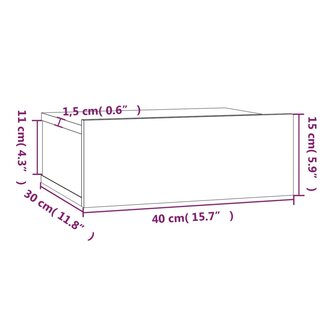 Nachtkastje zwevend 40x30x15 cm bewerkt hout grijs sonoma eiken 8720286975343 10