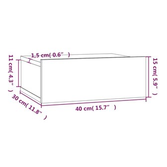 Nachtkastje zwevend 40x30x15 cm bewerkt hout bruin eikenkleur 8720286975367 10