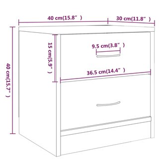 Nachtkastje 40x30x40 cm bewerkt hout gerookt eikenkleurig 8720286954188 7