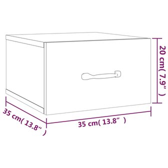 Nachtkastje wandgemonteerd 35x35x20 cm gerookt eikenkleurig 8720287086864 9