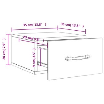 Nachtkastje wandgemonteerd 35x35x20 cm grijs sonoma eikenkleur 8720845946579 12