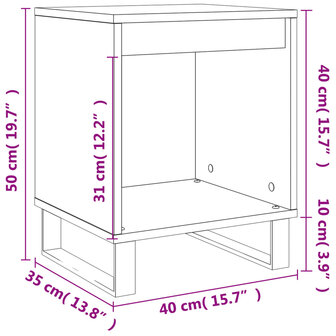 Nachtkastje 40x35x50 cm bewerkt hout hoogglans wit 8721012111196 9