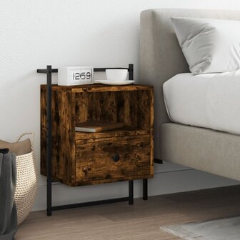 Nachtkastje wandgemonteerd 40x30x61 cm hout gerookt eikenkleur 8720845916008 1