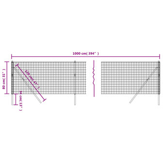Draadgaashek 0,8x10 m gegalvaniseerd staal antracietkleurig 8720845779337 5