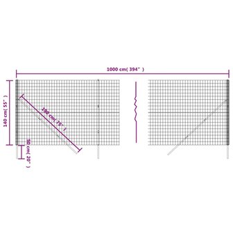 Draadgaashek 1,4x10 m gegalvaniseerd staal antracietkleurig 8720845779528 5