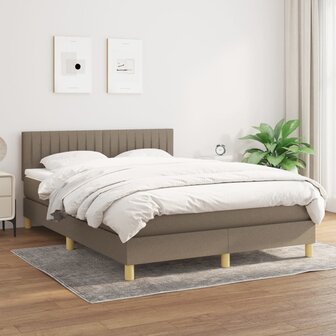 Boxspring met matras stof taupe 140x200 cm 8720287454458 1