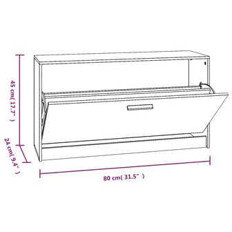 Schoenenbank 80x24x45 cm bewerkt hout gerookt eiken 8720286946152 9