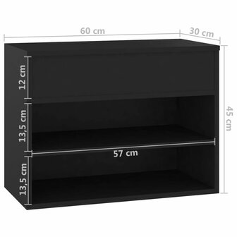 Schoenenbank 60x30x45 cm bewerkt hout zwart 8720286643365 8