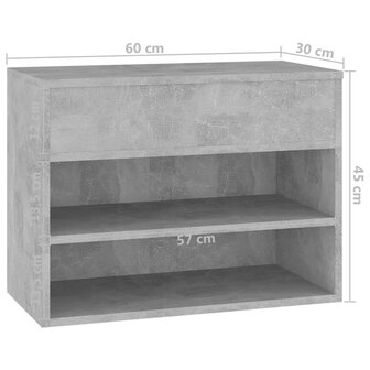 Schoenenbank 60x30x45 cm bewerkt hout betongrijs 8720286643396 8