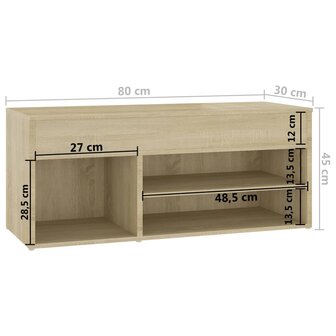 Schoenenbank 80x30x45 cm bewerkt hout sonoma eikenkleurig 8720286643471 8