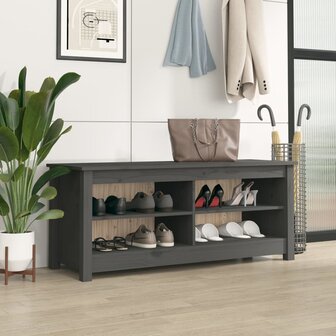 Schoenenbank 110x38x45,5 cm massief grenenhout grijs 8720286922675 1