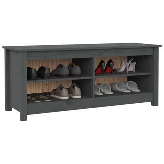 Schoenenbank 110x38x45,5 cm massief grenenhout grijs 8720286922675 6