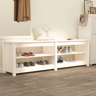 Schoenenbank 160x36,5x50 cm massief grenenhout wit 8720845556761 1