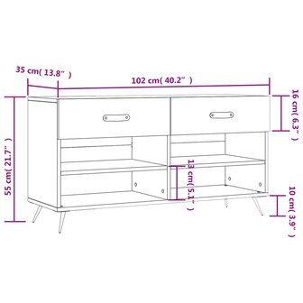 Schoenenbank 102x35x55 cm bewerkt hout betongrijs 8720845441920 12