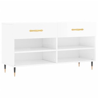 Schoenenbank 102x35x55 cm bewerkt hout hoogglans wit 8720845441982 2