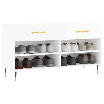 Schoenenbank 102x35x55 cm bewerkt hout hoogglans wit 8720845441982 3