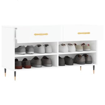 Schoenenbank 102x35x55 cm bewerkt hout hoogglans wit 8720845441982 4