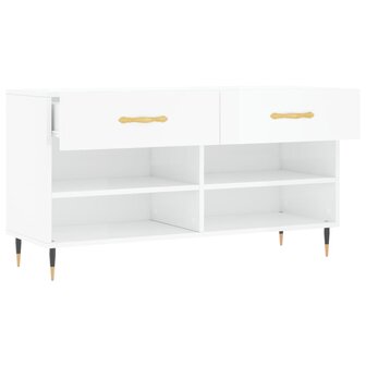 Schoenenbank 102x35x55 cm bewerkt hout hoogglans wit 8720845441982 5