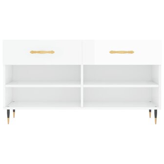 Schoenenbank 102x35x55 cm bewerkt hout hoogglans wit 8720845441982 6