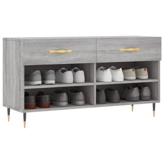 Schoenenbank 102x35x55 cm bewerkt hout grijs sonoma eikenkleur 8720845442026 3