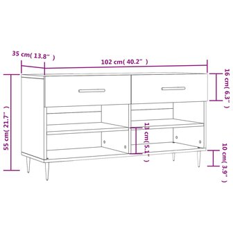 Schoenenbank 102x35x55 cm bewerkt hout wit 8720845442040 12