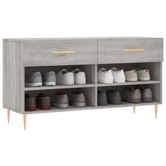 Schoenenbank 102x35x55 cm bewerkt hout grijs sonoma eikenkleur 8720845442101 3