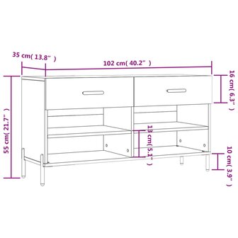 Schoenenbank 102x35x55 cm bewerkt hout wit 8720845442286 12