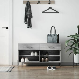 Schoenenbank 102x35x55 cm bewerkt hout grijs sonoma eikenkleur 8720845442347 1