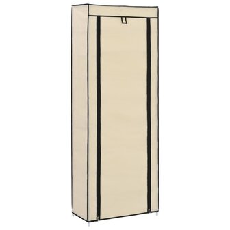 Schoenenkast met hoes 57x29x162 cm stof cr&egrave;me 8719883564753 3