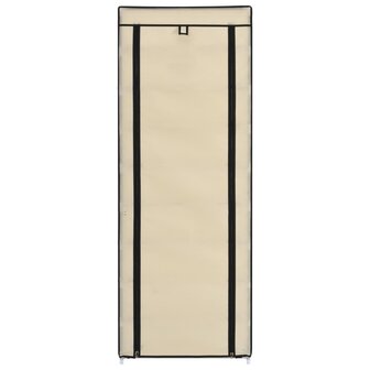 Schoenenkast met hoes 57x29x162 cm stof cr&egrave;me 8719883564753 4