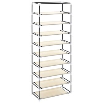 Schoenenkast met hoes 57x29x162 cm stof cr&egrave;me 8719883564753 7