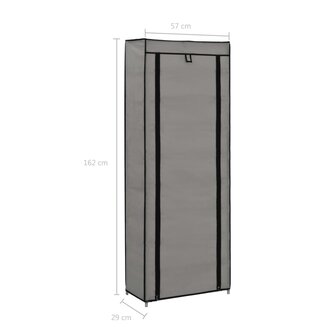 Schoenenkast met hoes 57x29x162 cm stof grijs 8719883564760 10