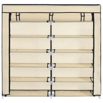 Schoenenkast met hoes 115x28x110 cm stof cr&egrave;me 8719883564777 5