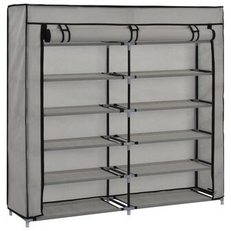 Schoenenkast met hoes 115x28x110 cm stof grijs 8719883564784 3