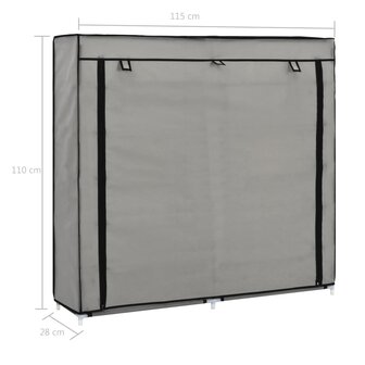 Schoenenkast met hoes 115x28x110 cm stof grijs 8719883564784 8